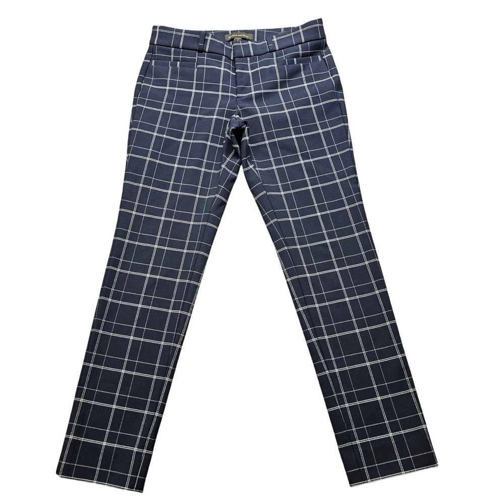 Banana Republic Sloan Pants Women's 0P Blue Plaid Stretch Skinny Leg Outdoor